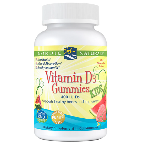 Vitamīns D3 Gummies Kids, 400 SV ar arbūzu garšu (60 košļājamās pastilas)